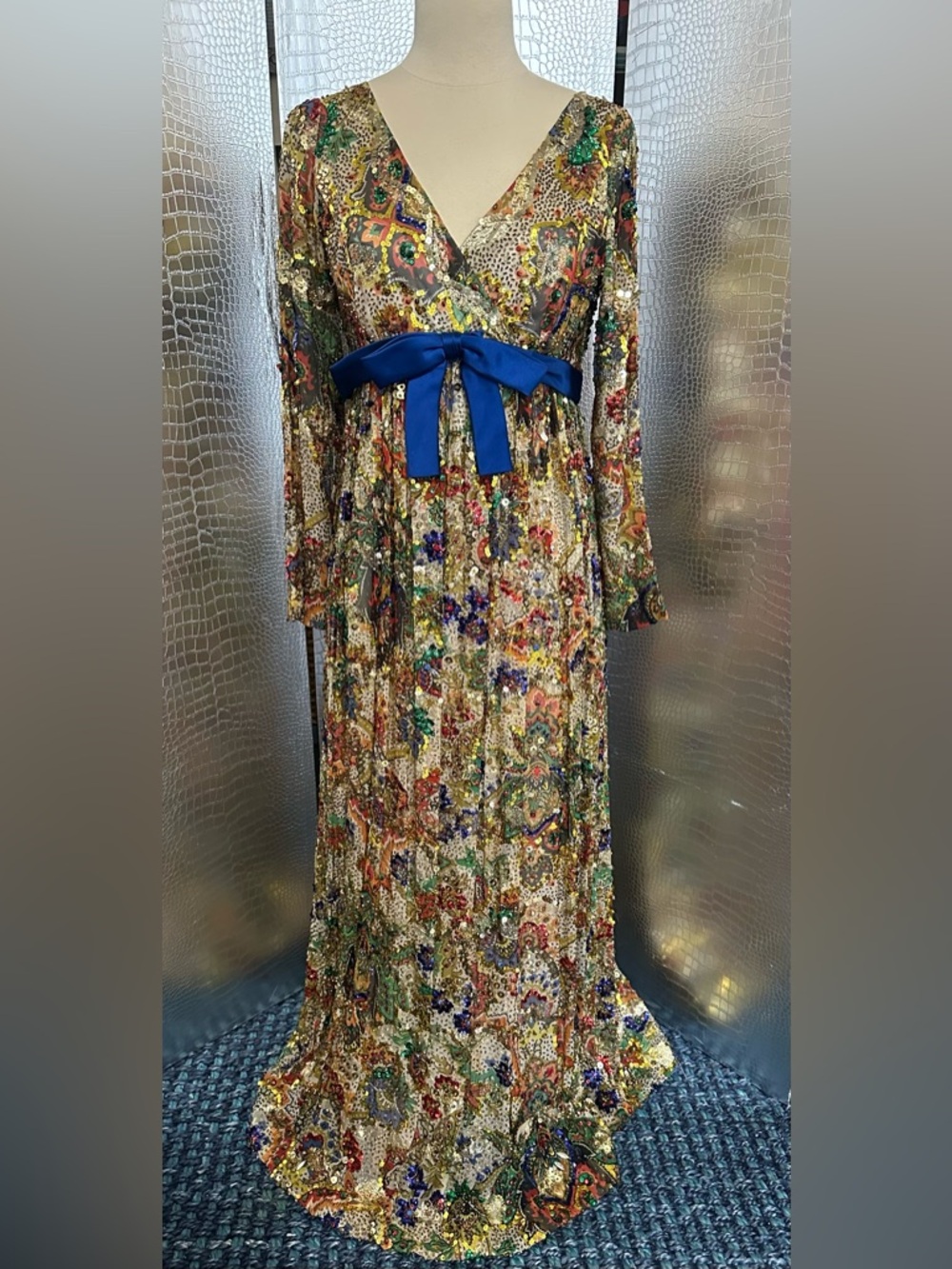 Vintage possible Sara Fredericks Multi-Color Beaded Evening Gown Palm Springs
